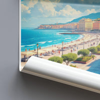 Coastal beach scene wall art, Mediterranean seaside print, vibrant ocean sunrise decor, scenic landscape poster, beach lovers gift