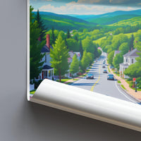 Vintage Scenic Road Trip Art Print, Retro Countryside Landscape Poster, Quaint Village Wall Decor, Unique Travel Gift