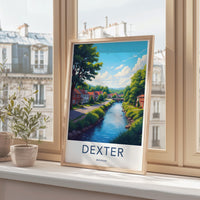 Dexter Michigan Wall Art, Cityscape Travel Poster, Scenic River Print, Home Decor Artwork, Nature Wall Decor, Framed Art Print
