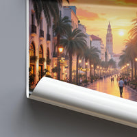Beautiful Street View Sunset Art Print, Travel Photography Wall Decor, Cityscape Poster, Scenic Urban Landscape, Home Decoration