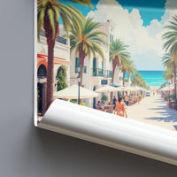 Scenic Beach Boulevard Print, Coastal Street Wall Art, Tropical Vacation Decor, Summer Paradise Poster, Oceanfront Landscape Art