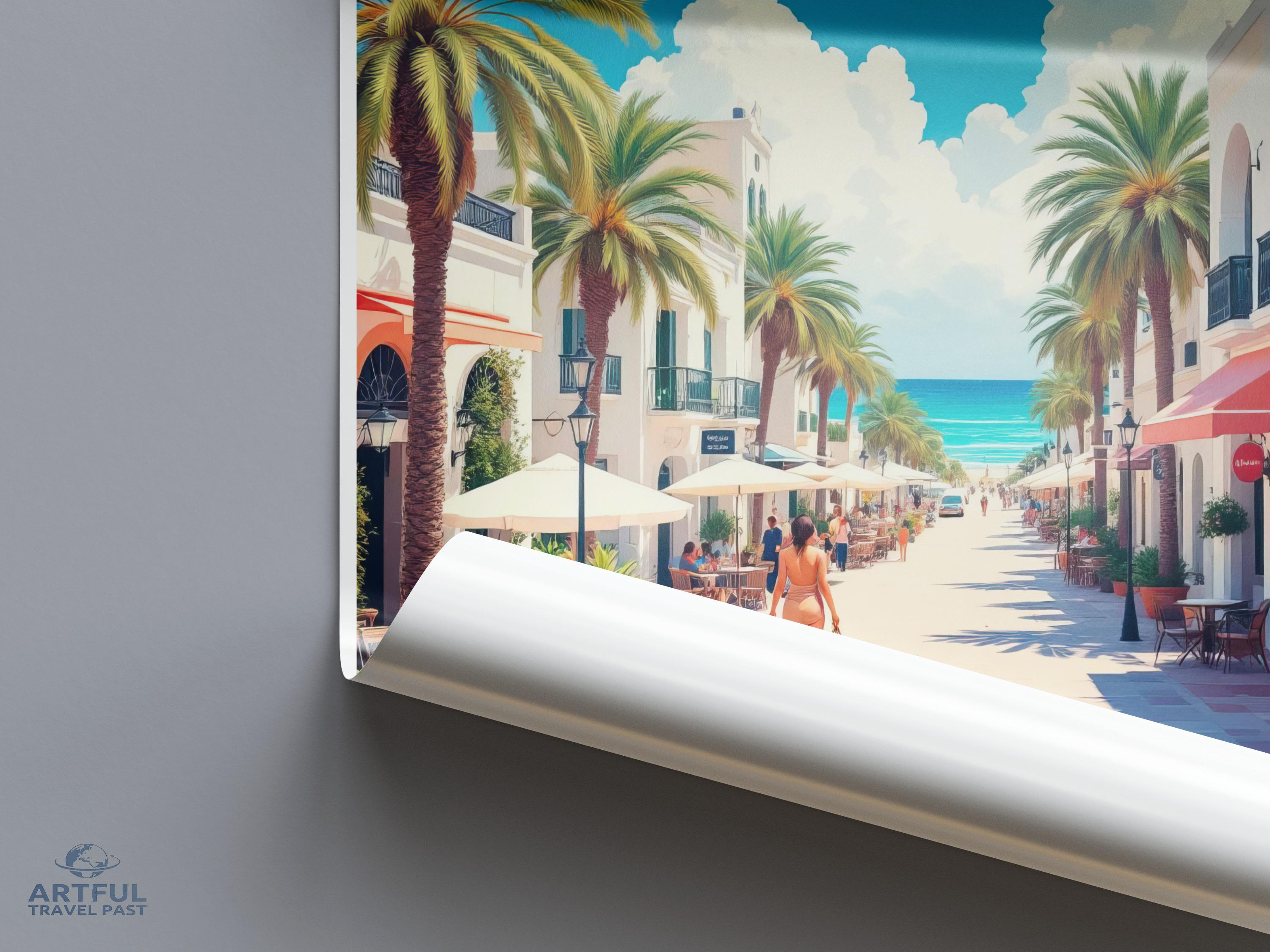 Scenic Beach Boulevard Print, Coastal Street Wall Art, Tropical Vacation Decor, Summer Paradise Poster, Oceanfront Landscape Art