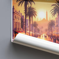 Sunset Cityscape Poster, Palm Trees Wall Art, Mediterranean Street Print, Large Landscape Art, Home Decor, Travel Photography