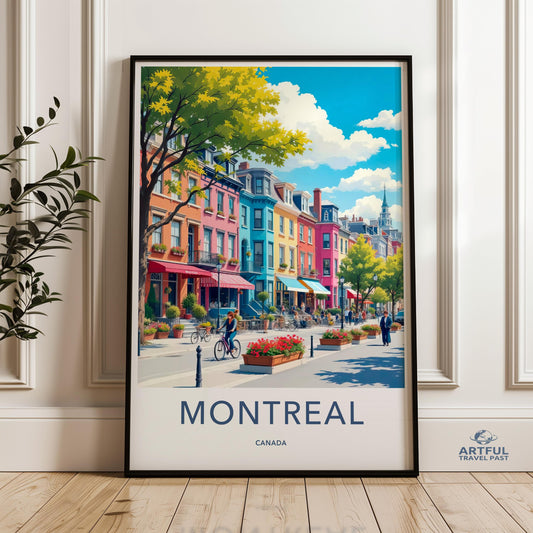 Montreal Canada Wall Art, City Street Travel Poster, Vibrant Cityscape Print, Colorful Urban Decor, Montreal Travel Souvenir