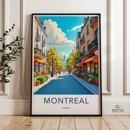 Montreal City Print, Travel Poster, Montreal Wall Art, Cityscape Artwork, Canada Travel Art, Modern Home Decor, City Street Scene