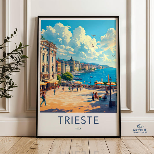 Trieste Italy Travel Poster, Vintage Wall Art Print, Cityscape Decor, Modern Home Decor, Travel Themed Art, Unique Gift Idea, Scenic Wall