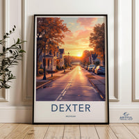 Dexter Michigan Sunset Print, Wall Art of Dexter Michigan, Scenic Dexter Wall Decor, Dexter Travel Poster, Dexter Road Poster Art