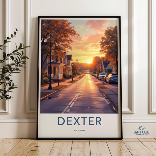 Dexter Michigan Sunset Print, Wall Art of Dexter Michigan, Scenic Dexter Wall Decor, Dexter Travel Poster, Dexter Road Poster Art