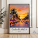 Casablanca Wall Art Print, Sunset Cityscape Poster, Modern Travel Decor, Moroccan Street Scene Art, Vibrant Urban Landscape