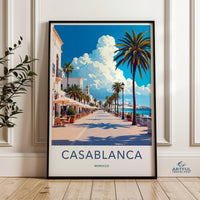 Casablanca Travel Poster, Vintage Casablanca Wall Art Print, Morocco Wall Decor, Retro Travel Art, Mid Century Modern Art