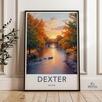 Dexter Michigan Vintage Travel Poster, Retro Art Print, Scenic Wall Decor, Mid Century Modern Style, Home and Office Decor