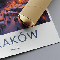 Krakow Poland Travel Poster, Cityscape Art Print, European City Wall Decor, Modern Urban Artwork, Krakow Photography