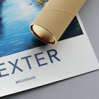 Dexter Michigan Poster, Wall Art Print, Travel Gift, State Art, Map Print, Home Decor, Minimalist Poster, Office Decoration