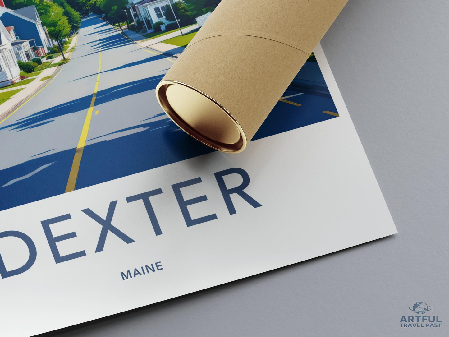 Vintage Dexter Maine Poster, Retro Travel Wall Art, Nostalgic City Print, Scenic Landscape Decor, Artistic Home Office Display