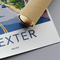 Dexter Maine Travel Poster, Vintage Style Art Print, Retro Wall Decor, Home Decoration, Nostalgic Artwork, Scenic Travel Illustration