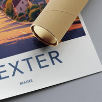 Vibrant Dexter Maine Travel Poster, Retro Style Wall Art for Home, Unique Gift for Travelers, Nostalgic New England Decor