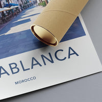 Casablanca City Travel Poster, Morocco Travel Art Print, Modern Cityscape Wall Art, Travel Photography Print, Gift for Travelers