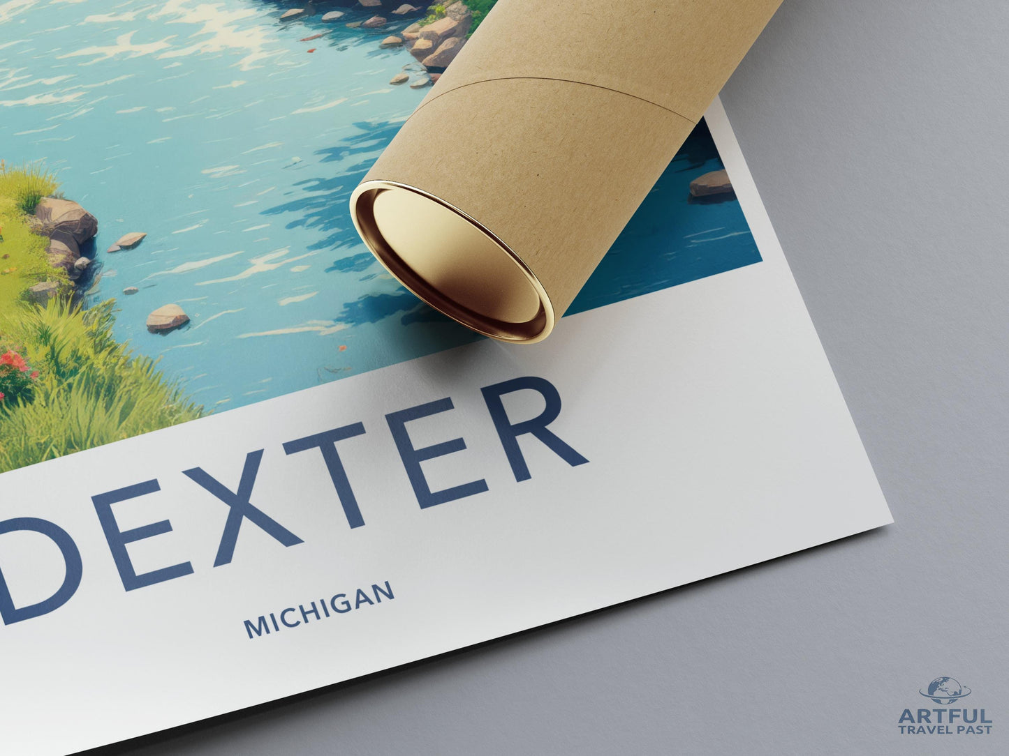 Dexter Michigan travel poster, vintage style wall art, Michigan home decor, scenic landscape print, Dexter wall art