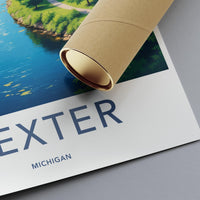 Dexter Michigan Travel Poster, Vintage Style Map Print, Dexter Cityscape Wall Art, Retro Home Decor, Scenic Dexter Artwork, Gift