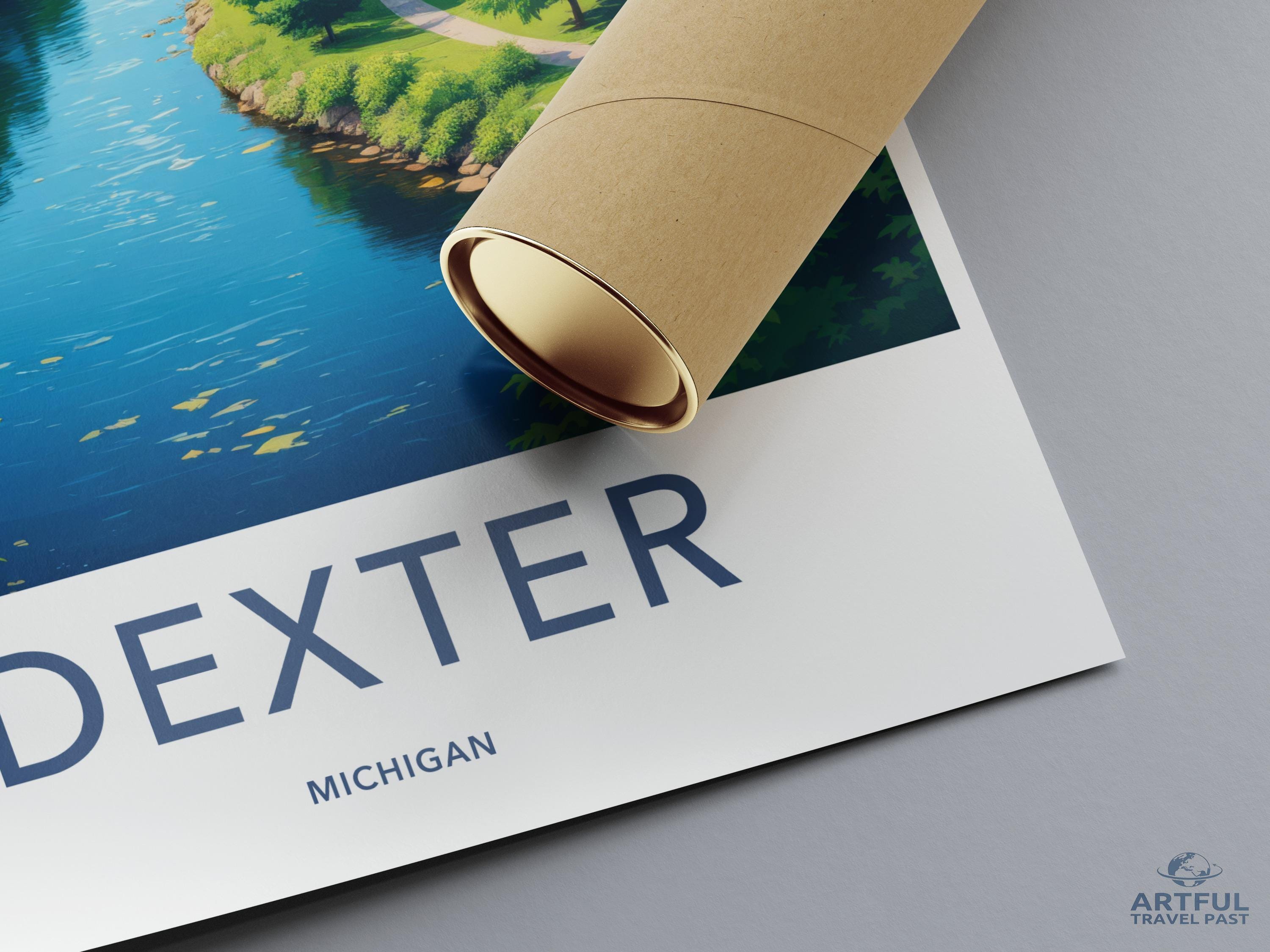 Dexter Michigan Travel Poster, Vintage Style Map Print, Dexter Cityscape Wall Art, Retro Home Decor, Scenic Dexter Artwork, Gift