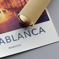 Casablanca Morocco Travel Poster, Vintage Sunset Art Print, Wall Decor, Modern Home Decoration, Souvenir Gift, Travel Keepsake