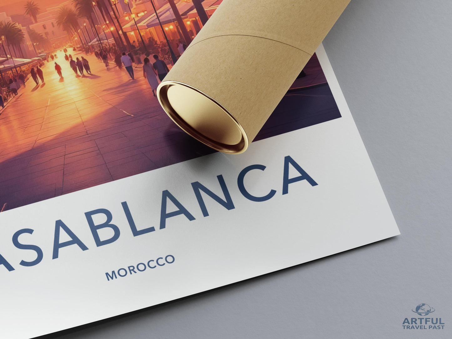 Casablanca Morocco Travel Poster, Vintage Sunset Art Print, Wall Decor, Modern Home Decoration, Souvenir Gift, Travel Keepsake