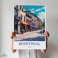 Montreal Canada Poster, Vintage Travel Poster, City Street Art Print, Wall Decor, Home Decor, Colorful Urban Landscape Art