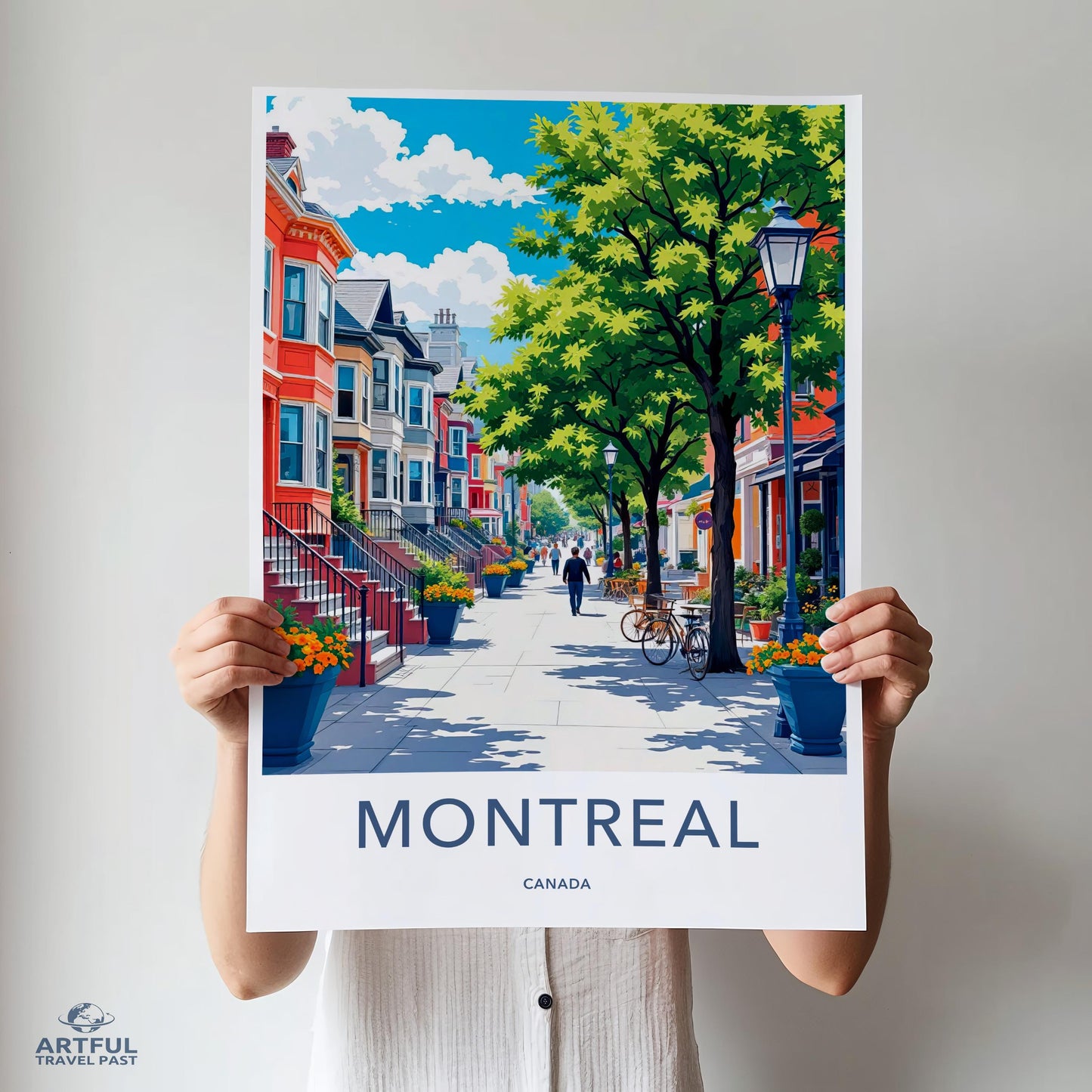 Montreal Canada Travel Poster, Colorful Street Art Print, Vibrant Cityscape Wall Art, Illustrated City Print, Home Decor