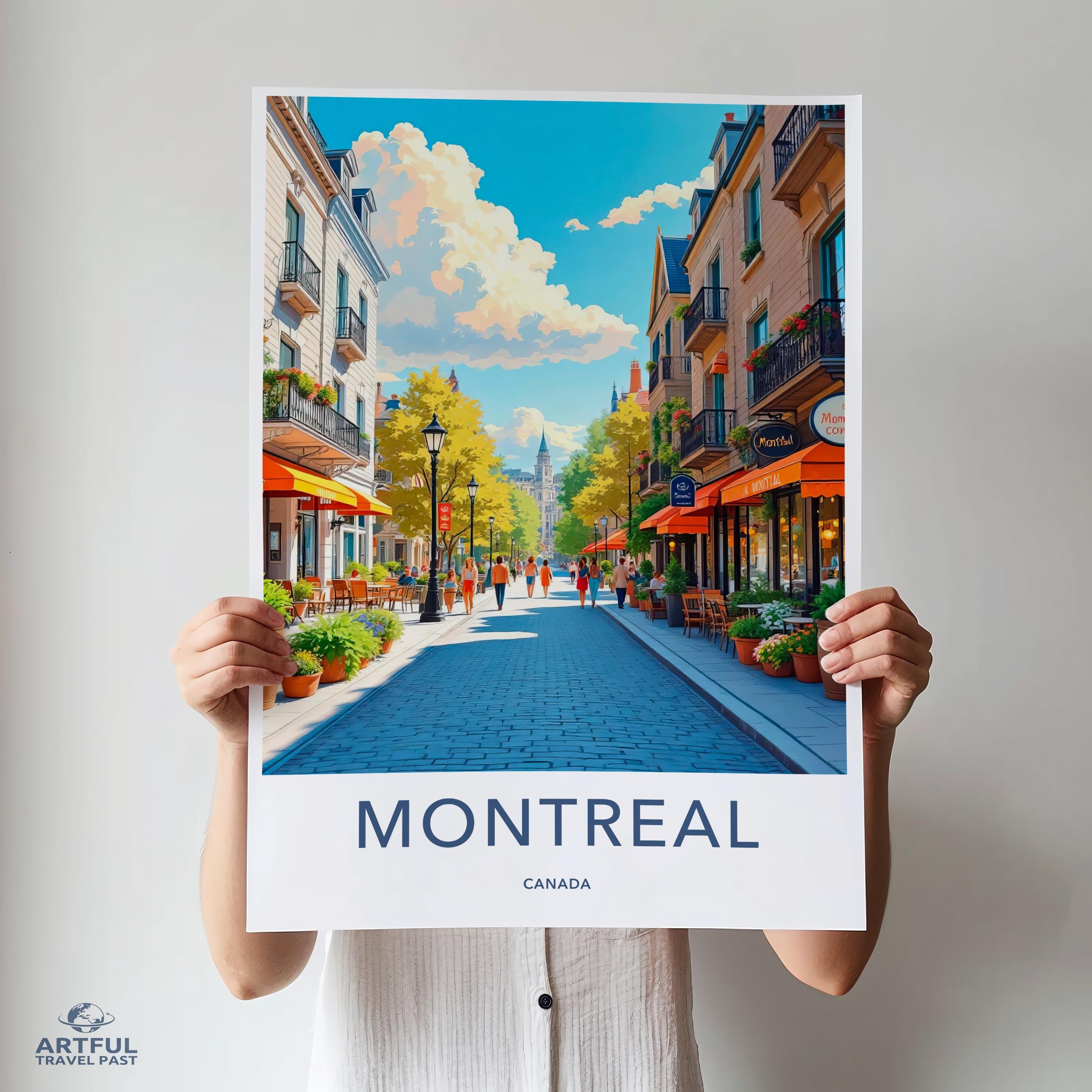 Montreal Travel Poster, Canada Wall Art, Vintage Travel Print, Cityscape Decor, Tourism Artwork, Modern Travel Decor