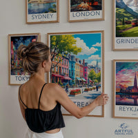 Vintage Travel Posters Set, Colorful Cityscape Wall Art, Travel Destination Prints Collection, Decorative Art Prints, Gallery Wall Decor