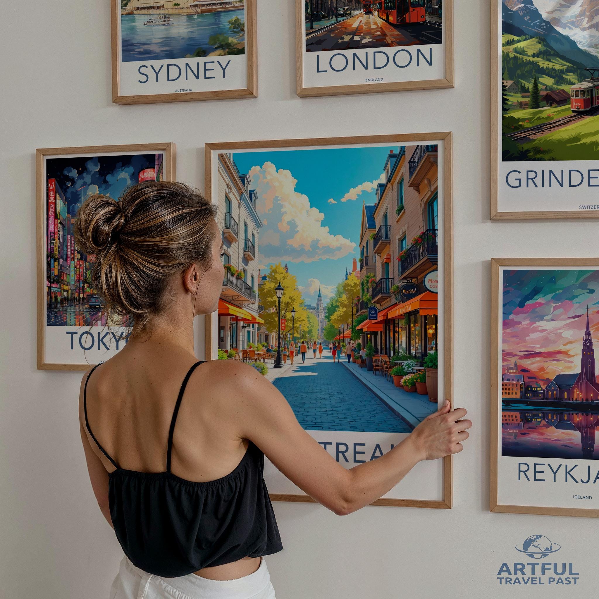 Cityscape Art Print, Travel Poster Wall Art, Colorful City Art, Vintage Travel Decor, Urban Landscape Poster, Framed Wall Art