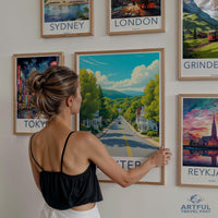 Vintage Travel Posters Set, Retro Wall Art, Cityscape Prints, Mid-Century Modern Decor, Travel Themed Home Decor