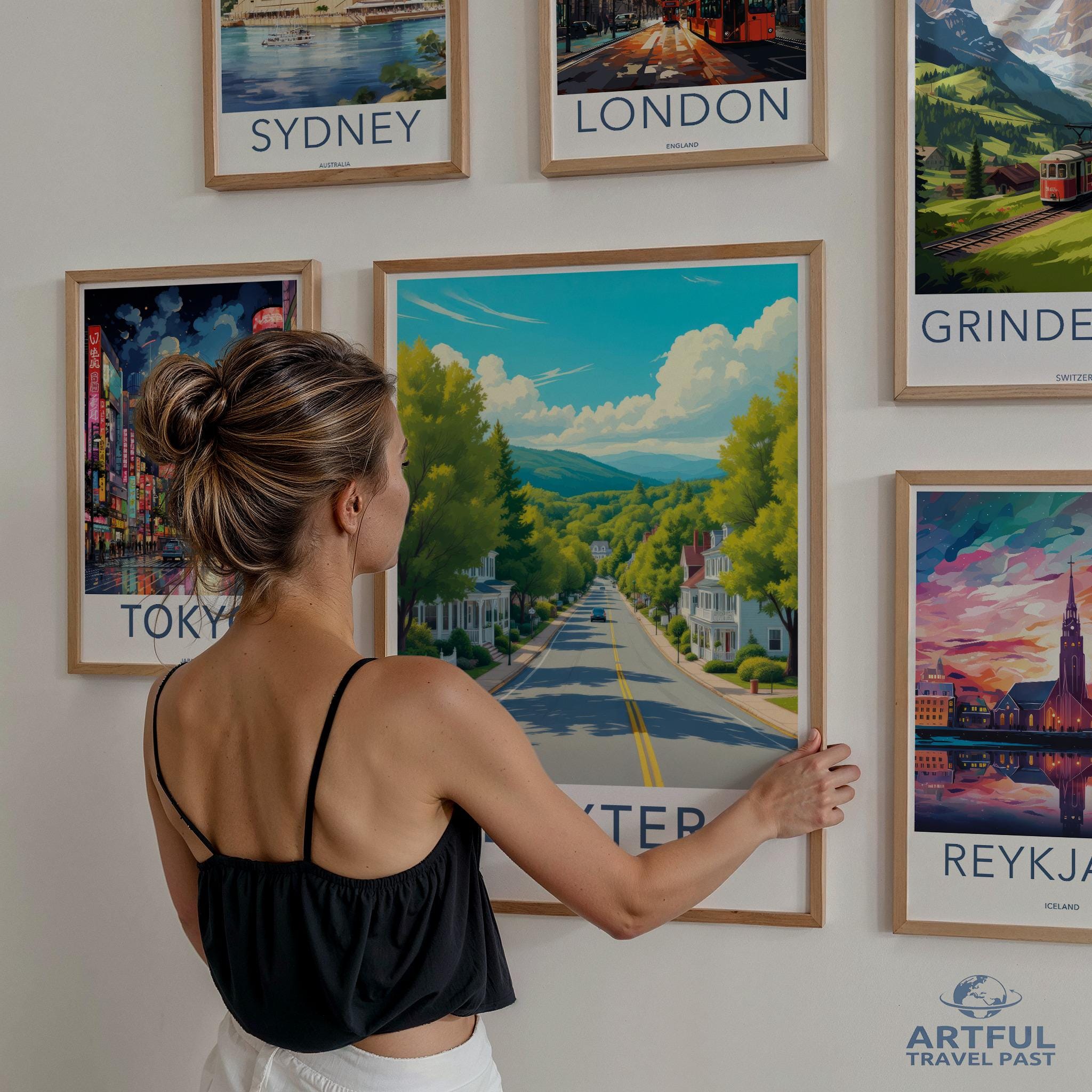 Vintage Travel Posters Set, Retro Wall Art, Cityscape Prints, Mid-Century Modern Decor, Travel Themed Home Decor