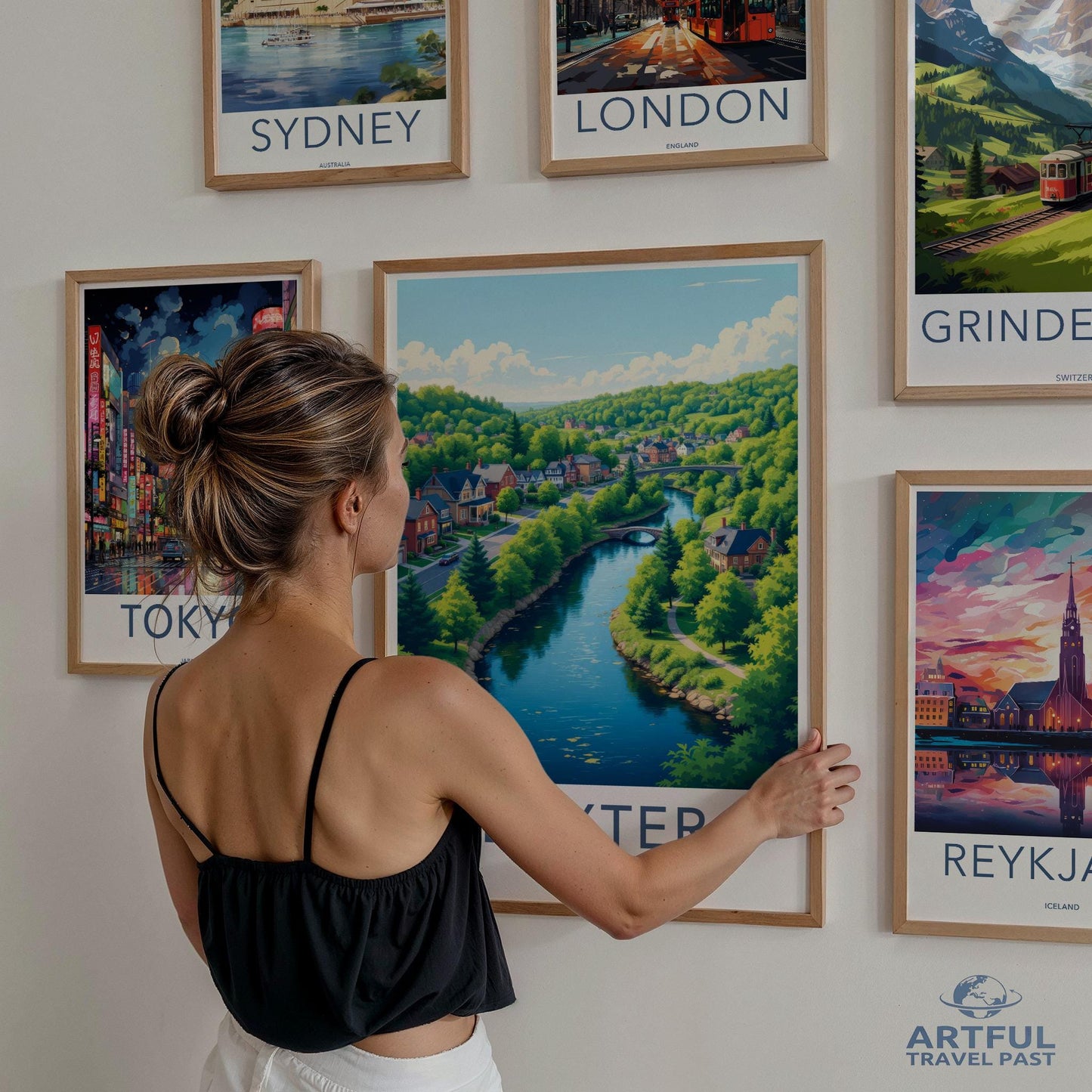 Vintage Travel Poster Wall Art, Set of 6 City Prints, Retro Style Decor, Perfect for Living Room or Office, Unique Home Gift