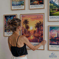 Los Angeles travel poster, city wall art, vintage style print, sunny California decor, metropolitan artwork, USA travel illustration