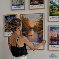 Travel Posters Wall Art Set, Vintage City Prints, Gallery Wall Decor, Worldwide Cities Collection, Artful Travel Posters