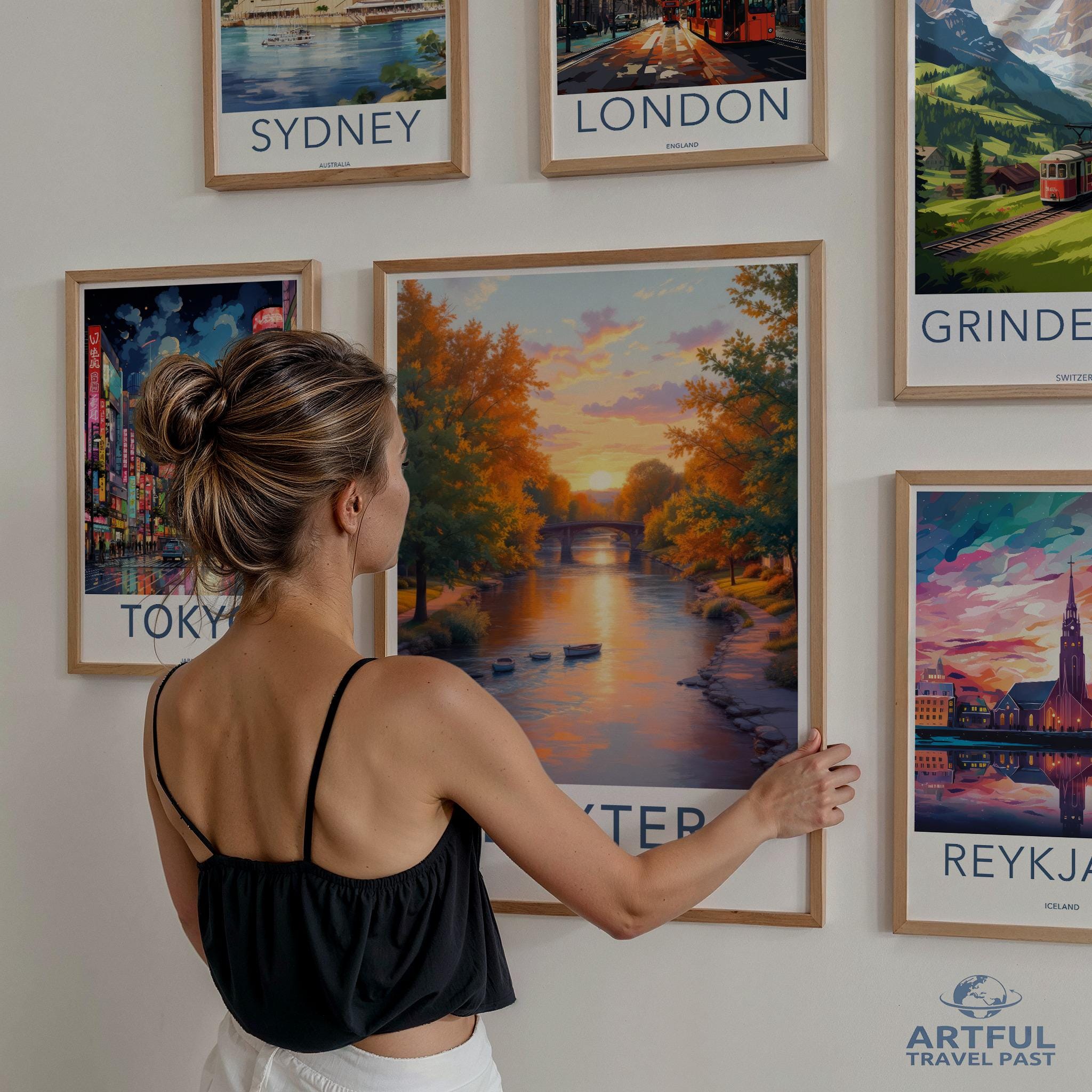 Travel Posters Wall Art Set, Vintage City Prints, Gallery Wall Decor, Worldwide Cities Collection, Artful Travel Posters