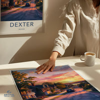 Dexter Michigan Travel Poster, Vintage Style Art Print, Midcentury Modern Wall Decor, Scenic Home Decoration, Retro Landscape Artwork