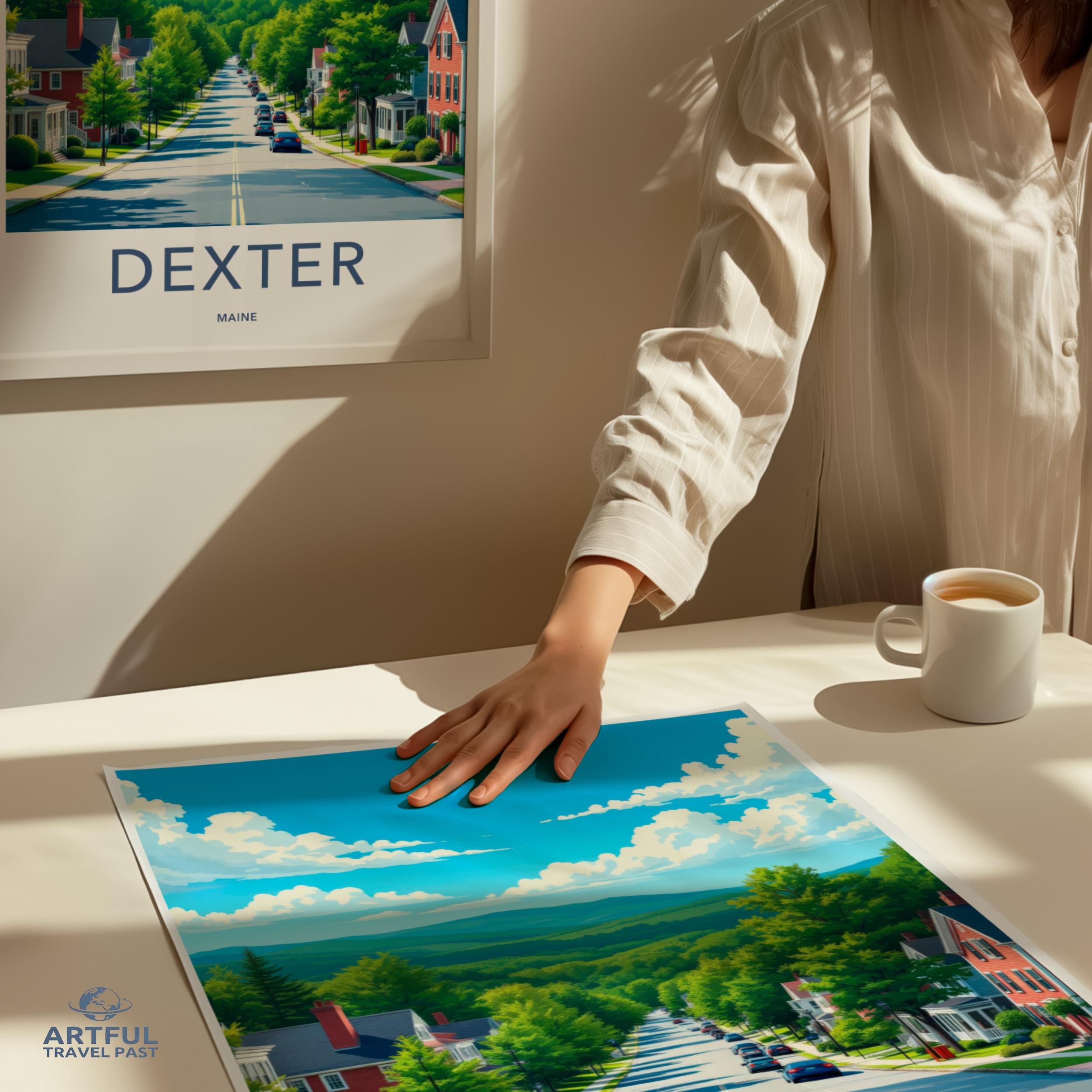 Dexter Maine Travel Poster, Vintage Style Wall Art, Retro Home Decor, Scenic America Print, Artful Travel Past Collection