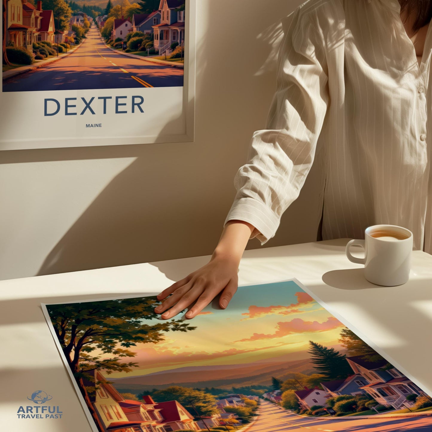 Dexter Maine Travel Poster, Vintage Town Art Print, Wall Decor, Retro New England Landscape, Home Decor, Coastal Scene