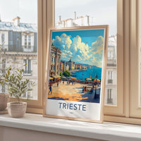 Trieste travel poster, vintage travel print, coastal Italy wall art, retro cityscape decor, European vacation destination artwork