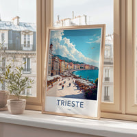 Trieste travel poster, vintage cityscape wall art, European seaside decor, Italy travel print, retro coastal artwork, artful print