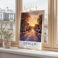 Dexter Michigan Autumn Sunset Art Print, Scenic Town Landscape Wall Art, Golden Hour Street Poster, Home Decor, Travel Photography