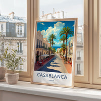 Casablanca Morocco Travel Poster, Vintage Style Wall Art, Retro Print, Home Decor, Gift for Travelers, Office Decoration