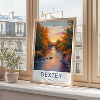 Dexter Michigan Poster, Travel Art Print, Scenic Wall Decor, Vintage Style, Sunset Landscape, Artistic Home Decoration