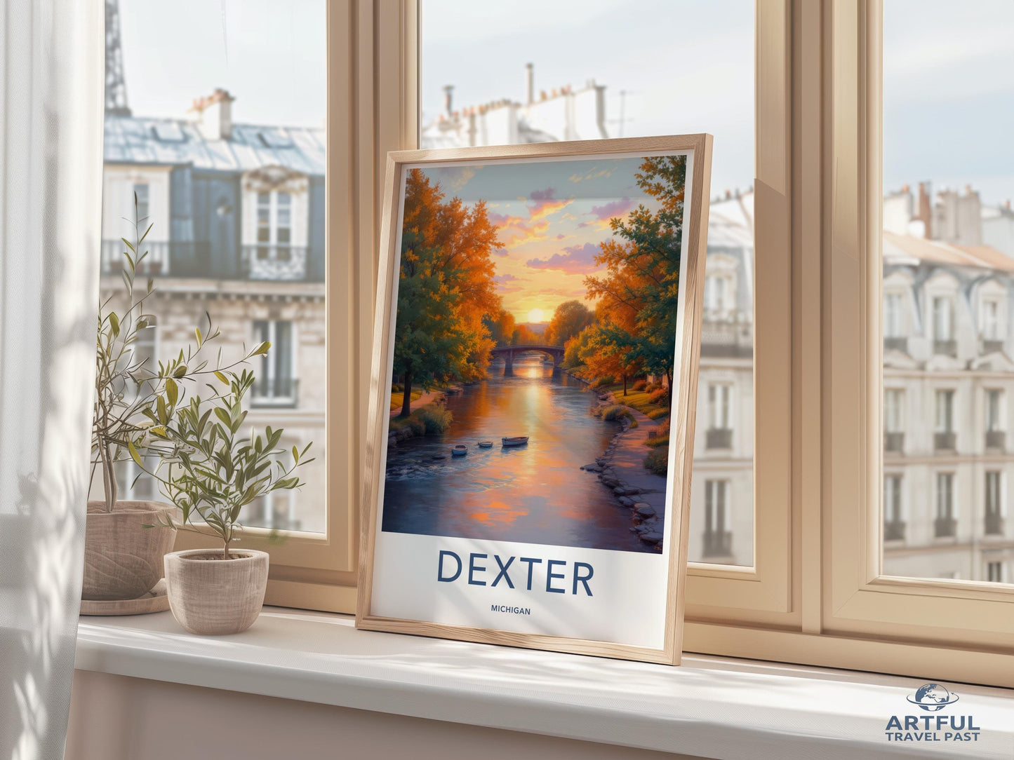 Dexter Michigan Poster, Travel Art Print, Scenic Wall Decor, Vintage Style, Sunset Landscape, Artistic Home Decoration