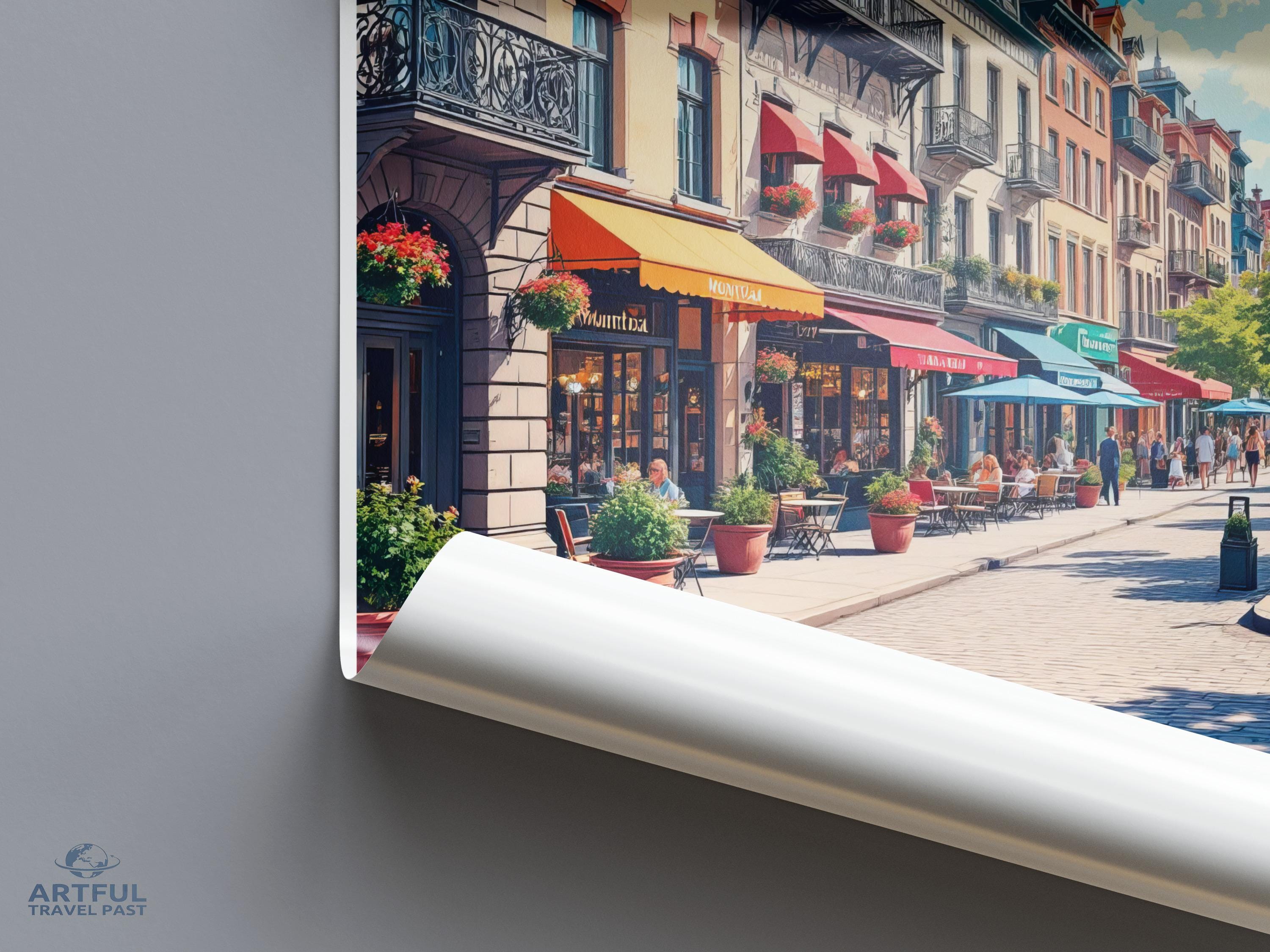 Paris street view wall art, colorful cityscape print, urban landscape poster, vibrant travel decor, European architecture art