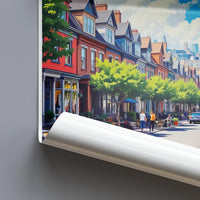 Vibrant City Street Poster, Colorful Urban Neighborhood Print, Modern Wall Art, Architectural Decor, Home Decoration, Scenic Wall Poster