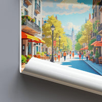 Paris city street art print, vibrant cityscape wall decor, colorful urban landscape poster, European travel illustration, modern home