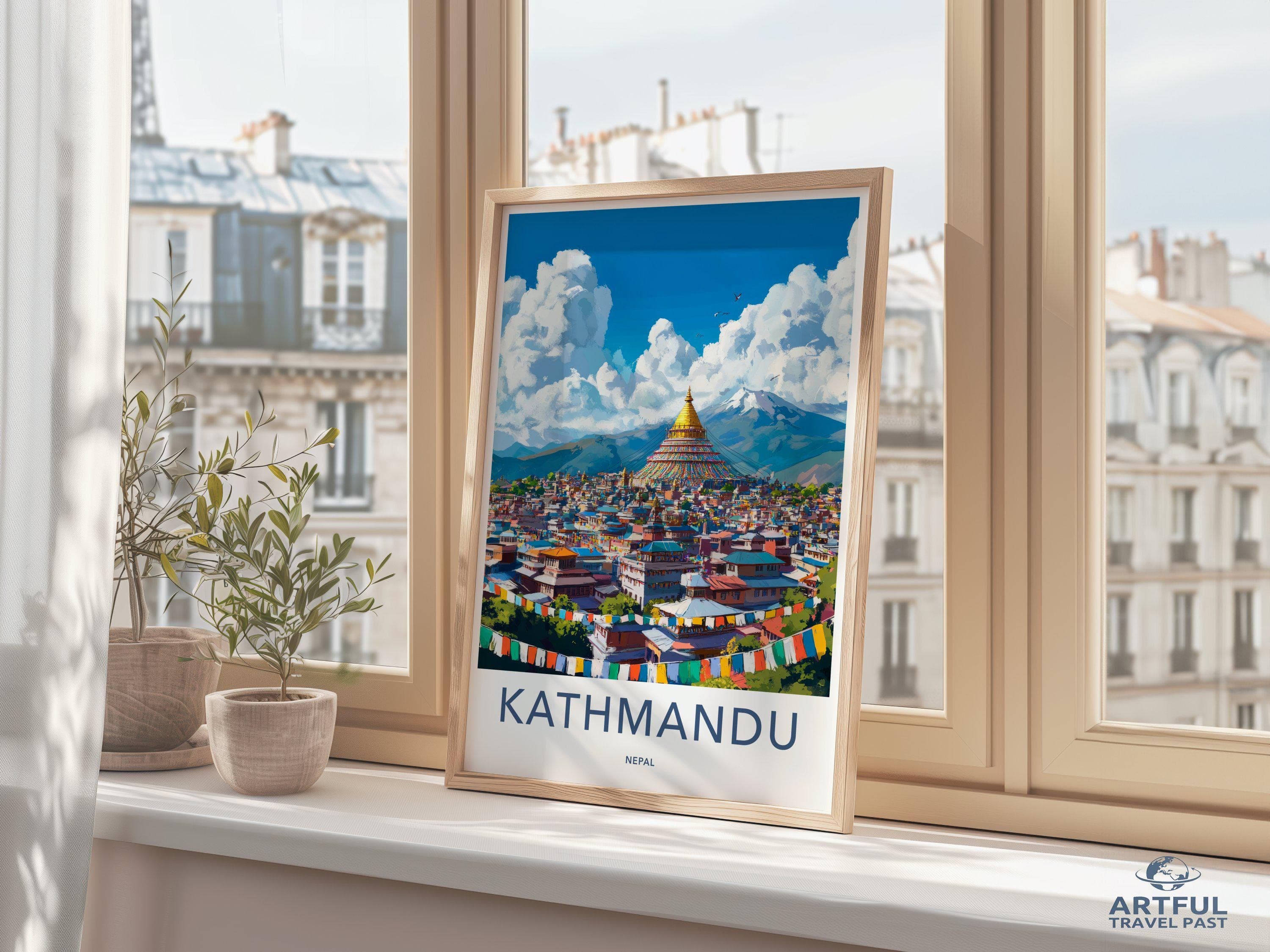 Kathmandu Poster | Nepal Wall Art | Asia Decor